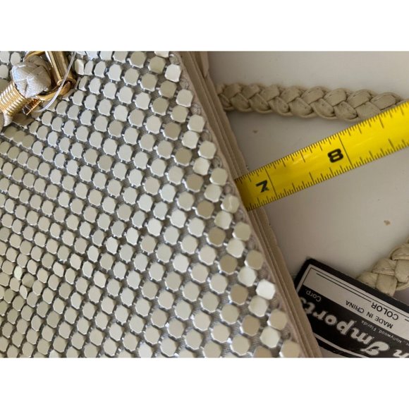 Vintage 1980's Allan Edward Handbag 12 x 18 Double Strap Mosaic Mesh Squares - Picture 10 of 10